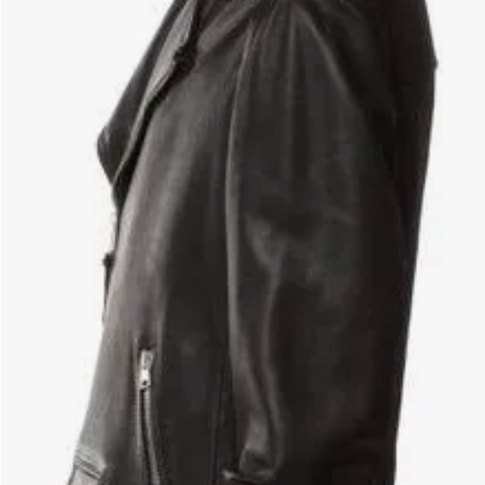 AllSaints Renzo Lamb Leather Biker Jacket Men’s Large Color Black. - Picture 3 of 11